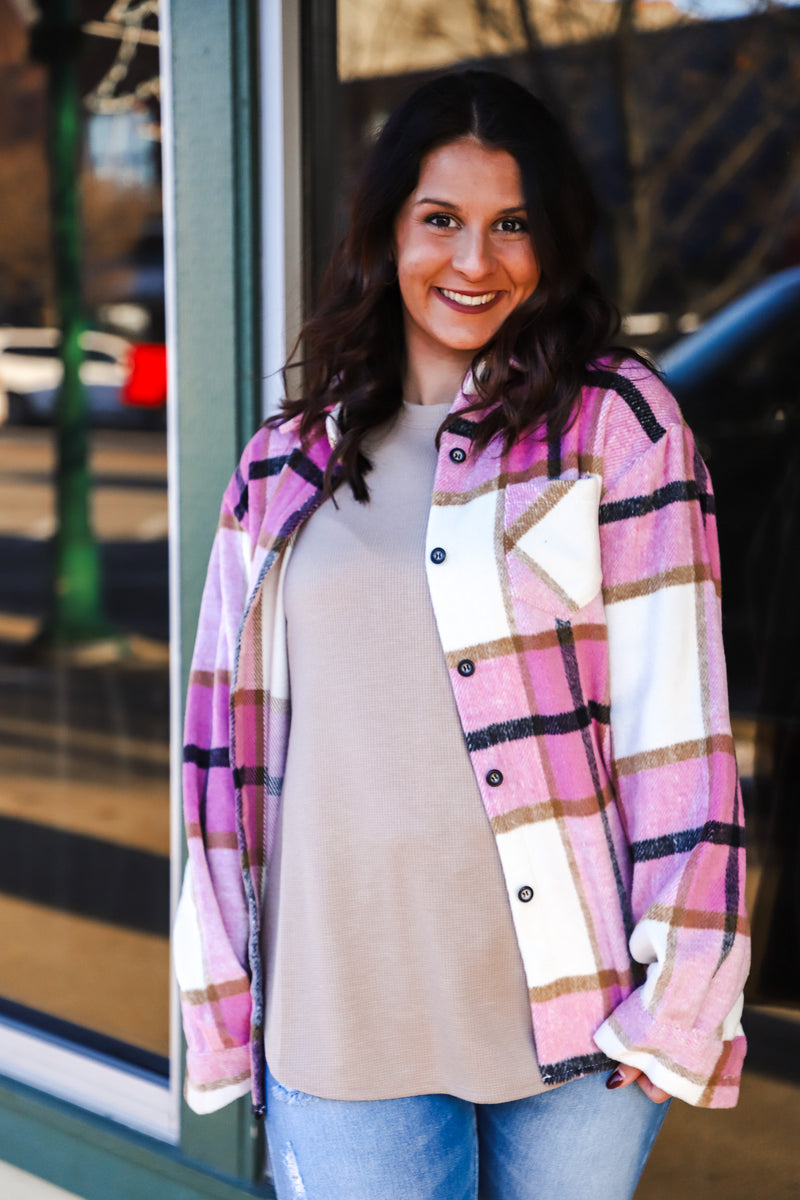 Pink Plaid Flannel Jacket The Rooted Shoppe