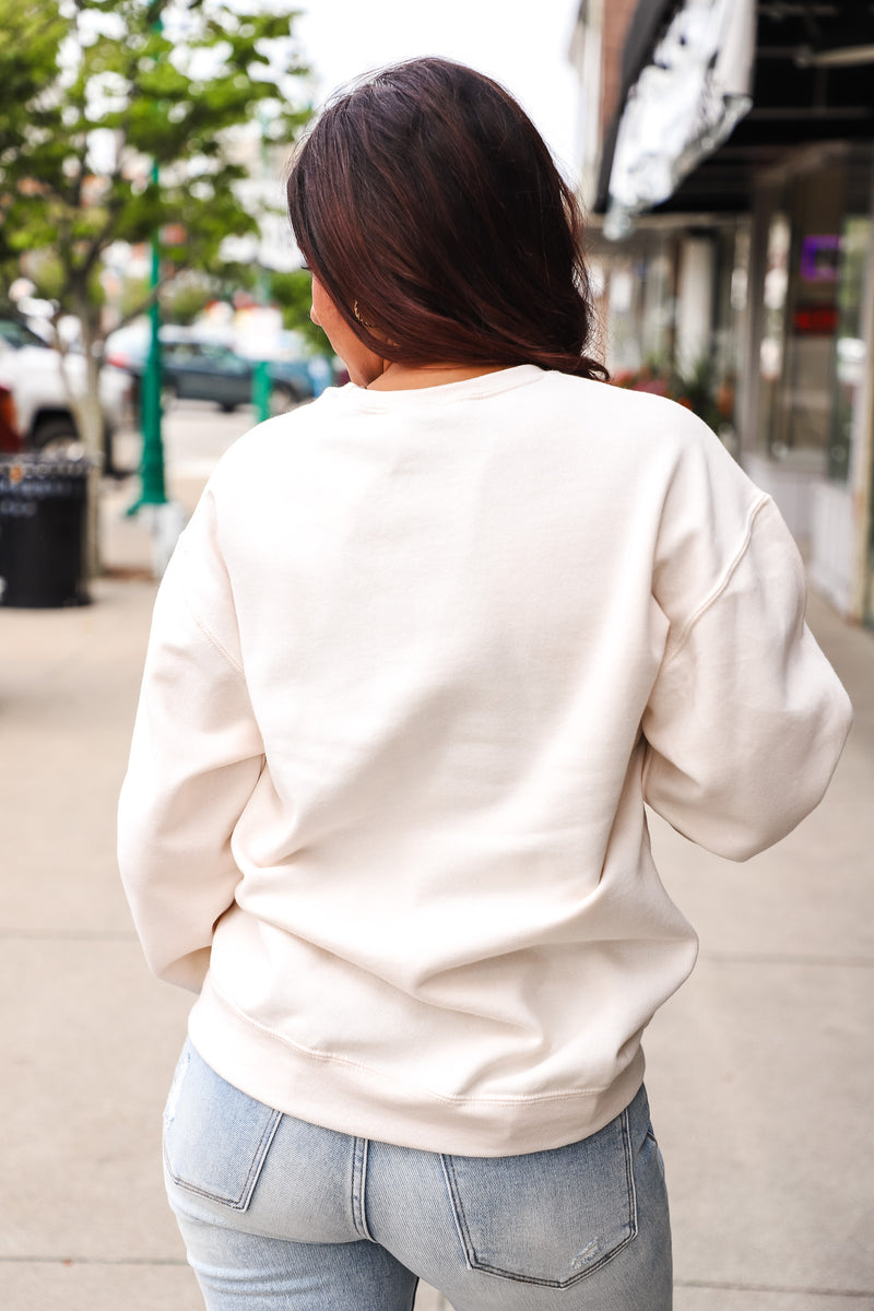 God is Good Embroidered Sweatshirt Cream The Rooted Shoppe