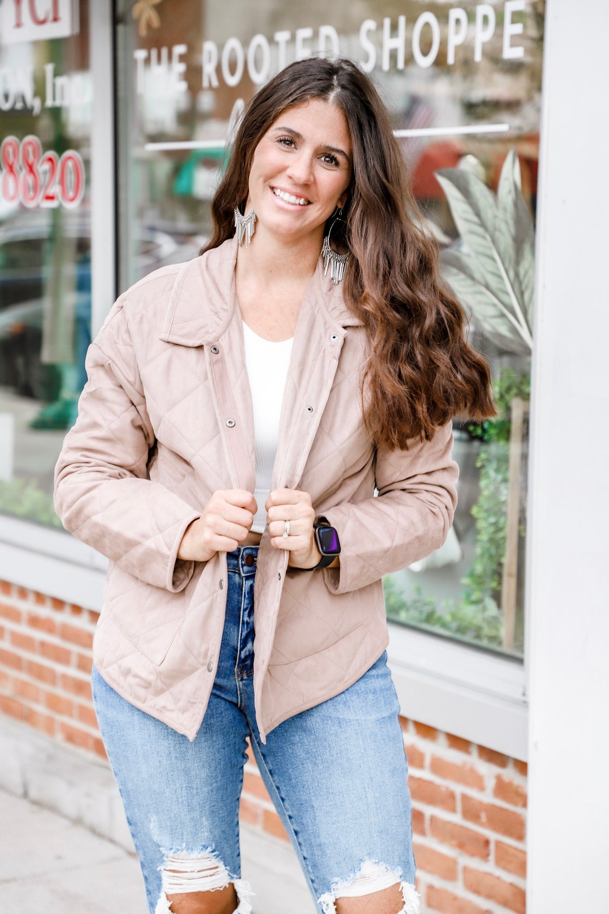 Blush deals quilted jacket